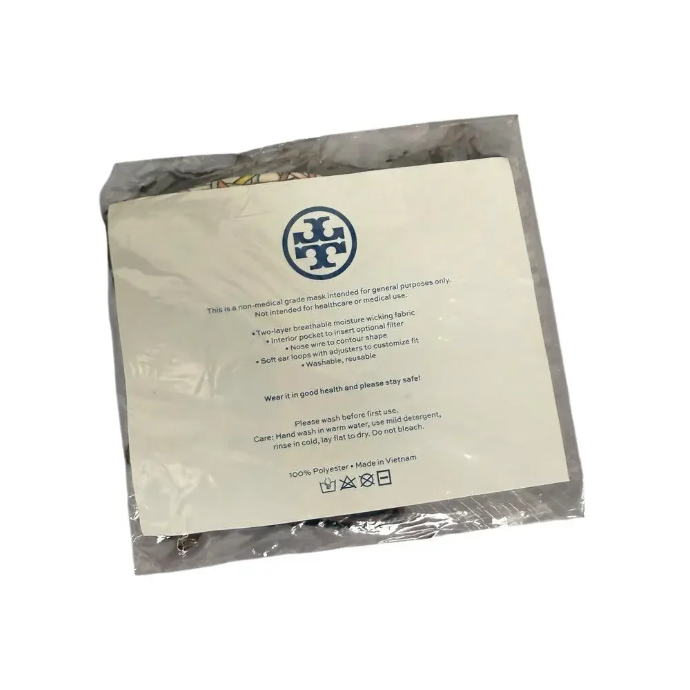 Tory Burch Geometric Print 2 Layer Adjustable Fashion Face Mask
